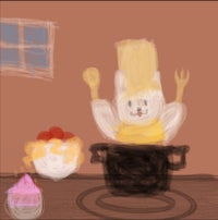 a drawing of a bunny in a pot